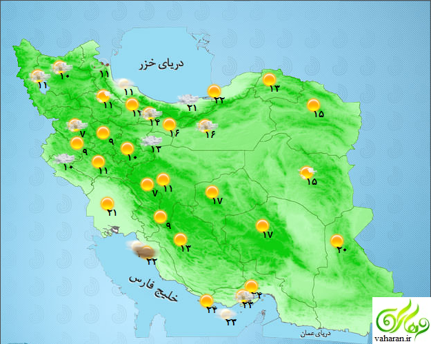 هواشناسی روز سه شنبه 8 فروردین 96 به تفکیک استانها + جدول هواشناسی روز سه شنبه 8 فروردین 96 به تفکیک استانها + جدول